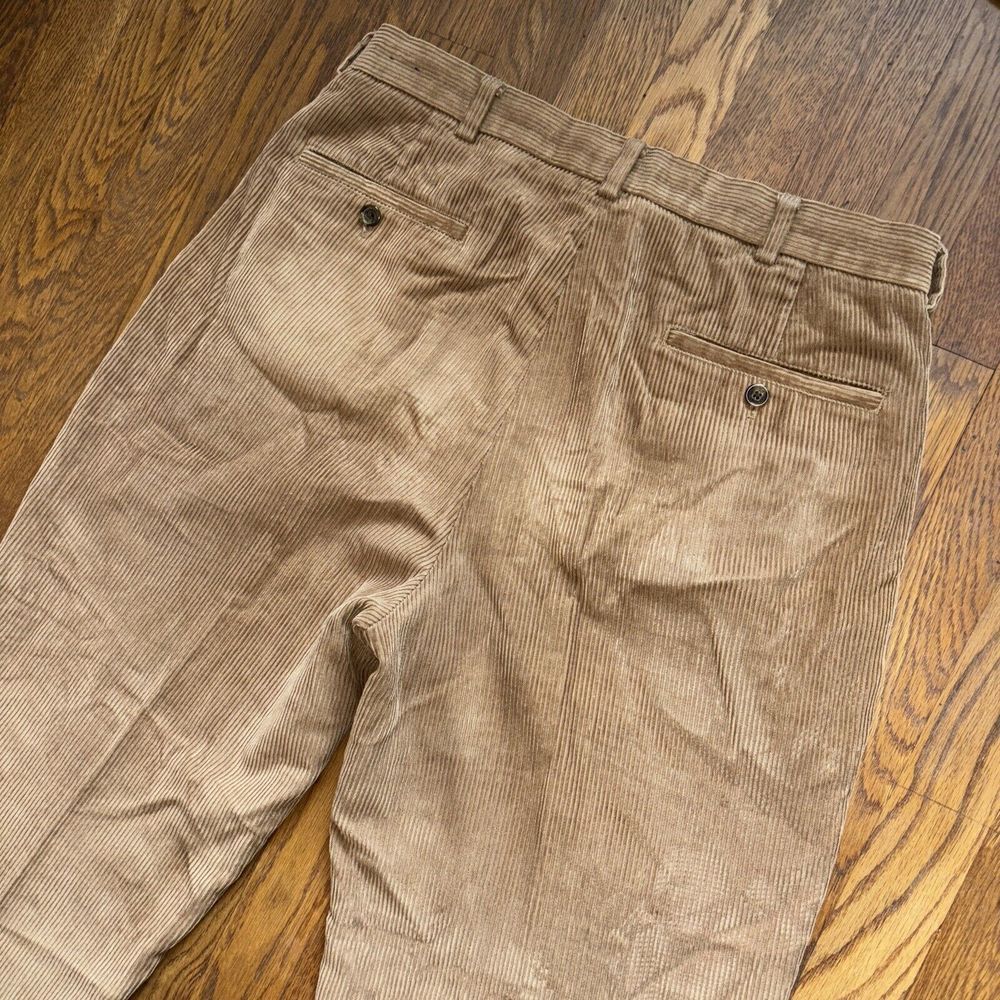 Brooks Brothers 346 Corduroy Pants Mens 35 X 30 Brown Pleated‎ Cuffed Preppy - Picture 2 of 7